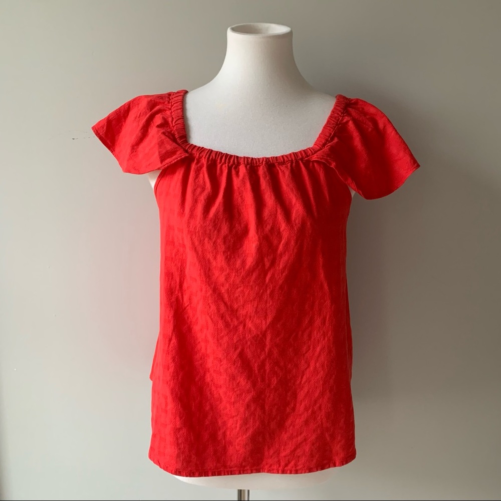 J. Crew Orange Flap Ruffle Sleeve Top X-Small